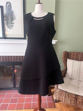ELOQUII Studio Bonded Piqué Asymmetrical Tiered Dress | Size 20